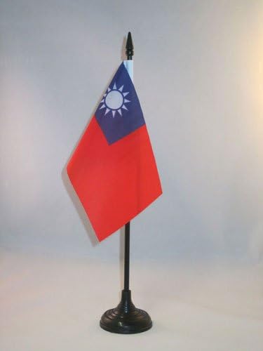 Zastava AZ Taiwan Table Flag 4 x 6 - Tajvanska stona Zastava 15 x 10 cm - crni plastični štap i baza