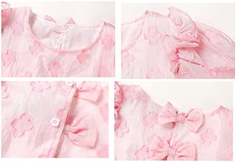 Nasmiješeno ružičaste djevojke princeze party dress floor cvijet puff rukave ruffle babydoll a-line organske