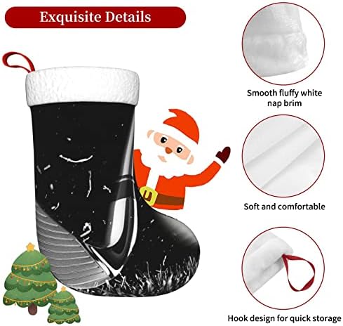 Yilequan 18 inča Božićne čarape Klasične čarape, crno-bijeli golf, za obiteljski odmor Božićni ukrasi