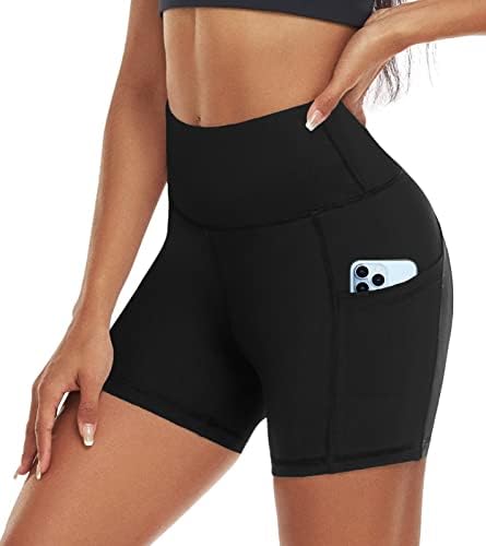 AOLIKS High struk Bikerske kratke hlače za žene sa bočnim džepovima Tummy Control Trčanje vježbi Spandex