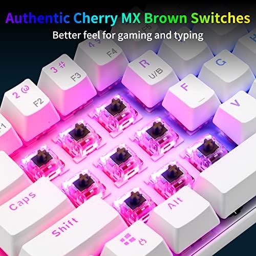 HUO JI CQ63 60% RGB bežična mehanička tastatura za igre, autentični Cherry MX Brown prekidači, Bluetooth