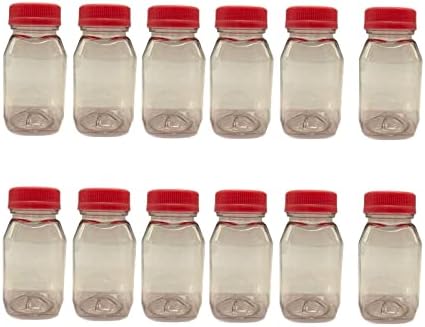 4 oz plastične flaše za punjenje sokova, čiste posude za piće sa crvenim tamper evidentnim poklopcima za