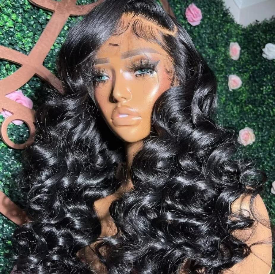 Jnymell 13x4 loose Wave human Hair Wig Pre Plucked with Baby Hair Silky Wavy Lace Frontal Wig HD Crystal