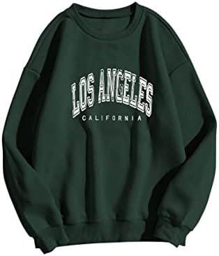 Meladyan ženske prevelike Los Angeles California Pismo Ispis Grafički pulover vrhovi Crewneck Dugi ručki