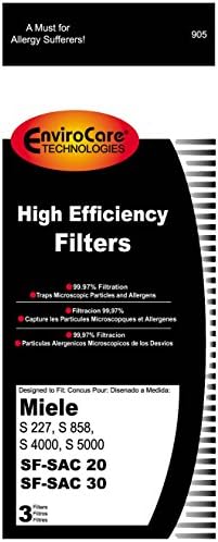 Envirocare zamjenski filteri usisivača dizajnirani da odgovaraju Miele kanisterima S227 S858 S4000 SF-SAC 20 30, S4000, S5000 3 filterima